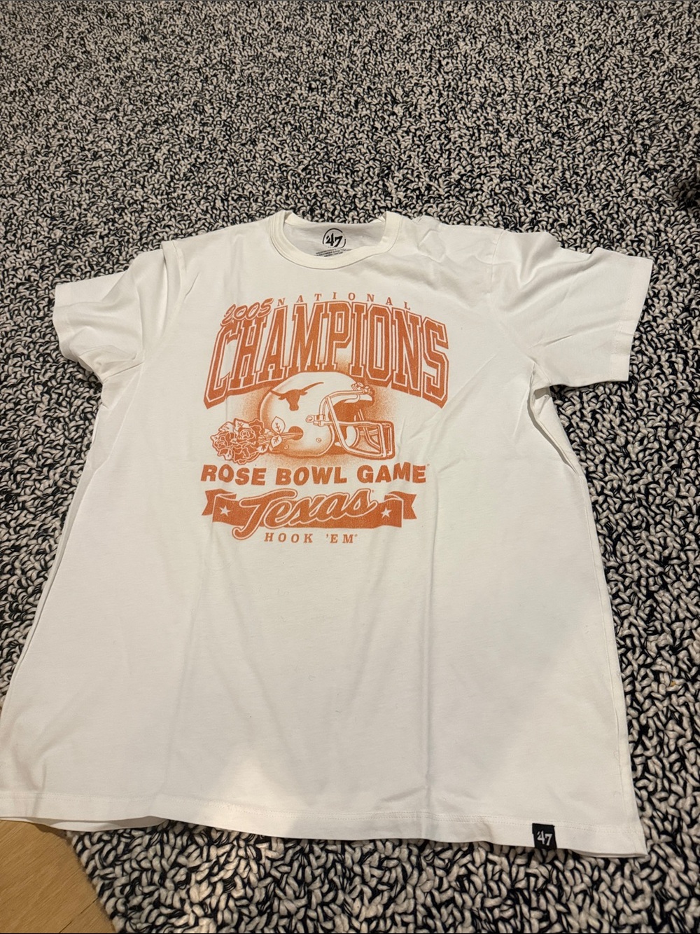 47 White Tee with Orange 'Champions' Texas Graphic